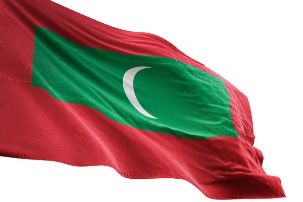 Maldív-szigetek zászló-hullámzó elszigetelt fehér háttér, 3D-s illusztráció — Stock Fotó