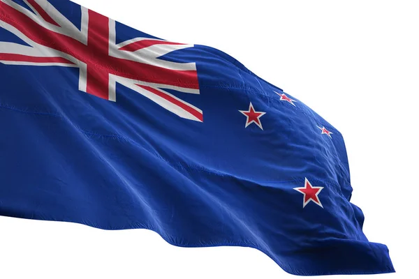 뉴질랜드 깃발 흔들며 고립 된 흰색 배경 3d 그림 — 스톡 사진