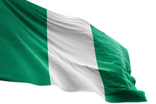 Nigeria flag waving isolated white background 3D illustration — Stock Photo, Image