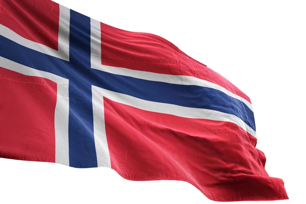 Bandera de Noruega ondeando fondo blanco aislado ilustración 3D —  Fotos de Stock