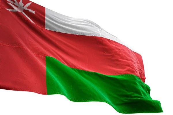 Oman flag waving isolated white background 3D illustration — Stock Photo, Image