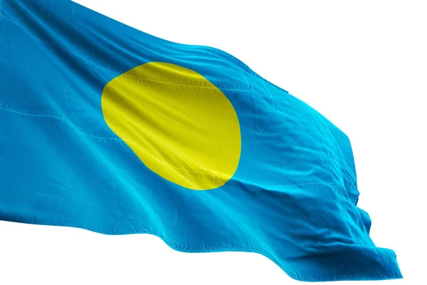 Palau Flagge schwenken isoliert weißen Hintergrund 3d Illustration — Stockfoto