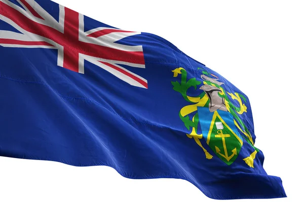 Bandera de las Islas Pitcairn ondeando fondo blanco aislado ilustración 3D —  Fotos de Stock