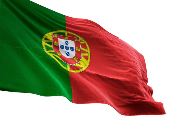 Portugal flag waving isolated white background 3D illustration — Stock Photo, Image