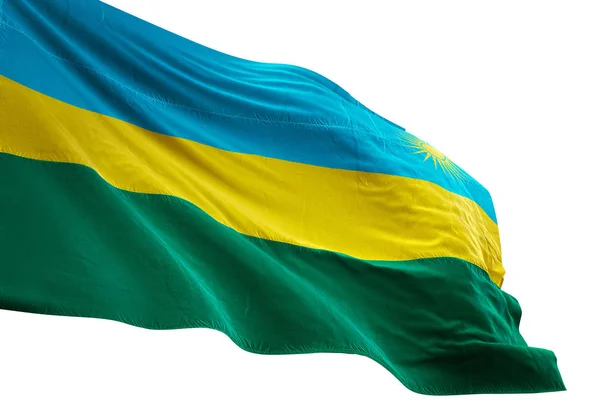 Rwanda vlag zwaaien geïsoleerde witte achtergrond 3d illustratie — Stockfoto