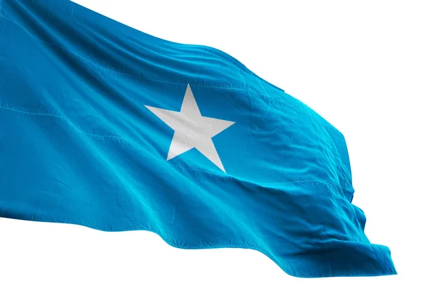 Somálsko vlajka mávání izolované bílé pozadí 3d obrázek — Stock fotografie