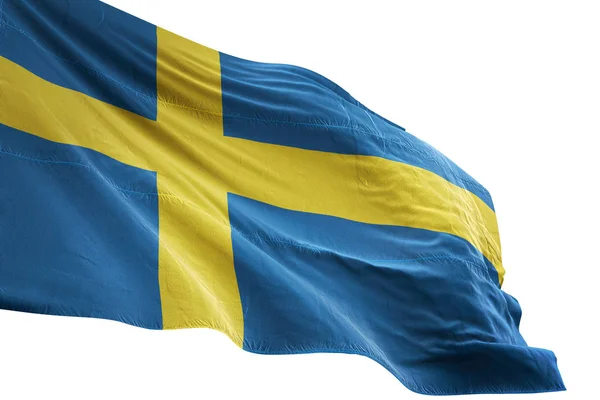 Bandera de Suecia ondeando fondo blanco aislado ilustración 3D — Foto de Stock