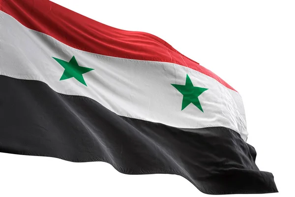 Прапор Сирії розмахував ізольованих білий фон 3d ілюстрація — стокове фото