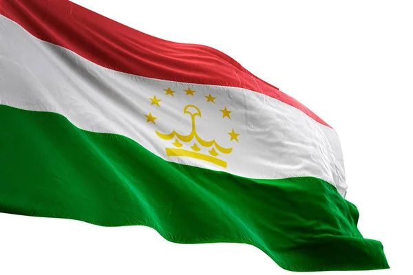 Tadzjikistan vlag zwaaien geïsoleerde witte achtergrond 3d illustratie — Stockfoto