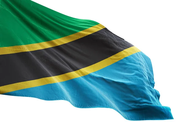 坦桑尼亚旗子挥动被隔绝的白色背景3d 例证 — 图库照片