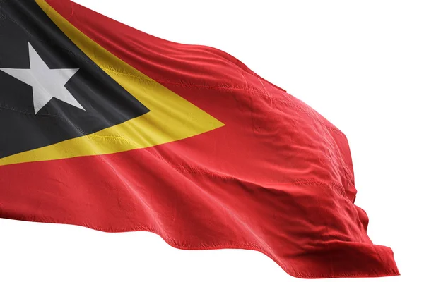 Östtimors flagga vajande isolerade vit bakgrund 3d illustration — Stockfoto