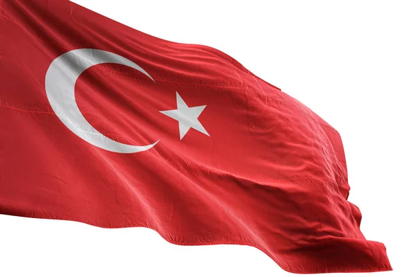 Bandera de Turquía ondeando fondo blanco aislado ilustración 3D —  Fotos de Stock