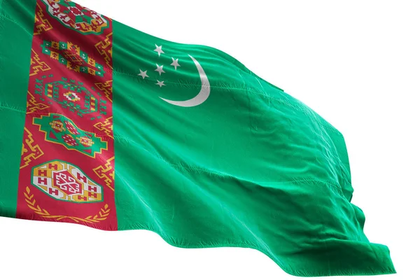 Türkmenisztán zászló-hullámzó elszigetelt fehér háttér, 3D-s illusztráció — Stock Fotó