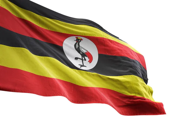 Uganda bandeira acenando isolado fundo branco ilustração 3D — Fotografia de Stock