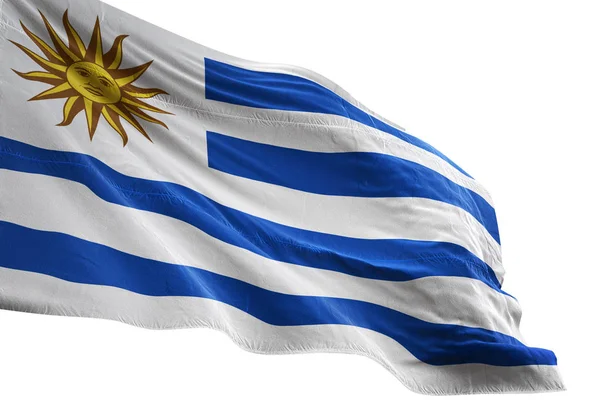 Bandera de Uruguay ondeando fondo blanco aislado ilustración 3D — Foto de Stock