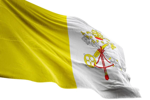 Bandeira da cidade do Vaticano acenando isolado fundo branco ilustração 3D — Fotografia de Stock