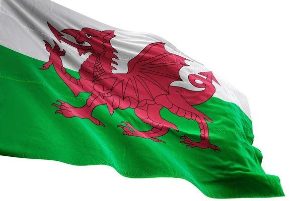 Wales vlag zwaaien geïsoleerde witte achtergrond 3d illustratie — Stockfoto