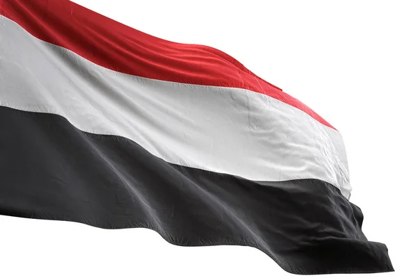 Bandera de Yemen ondeando fondo blanco aislado ilustración 3D —  Fotos de Stock