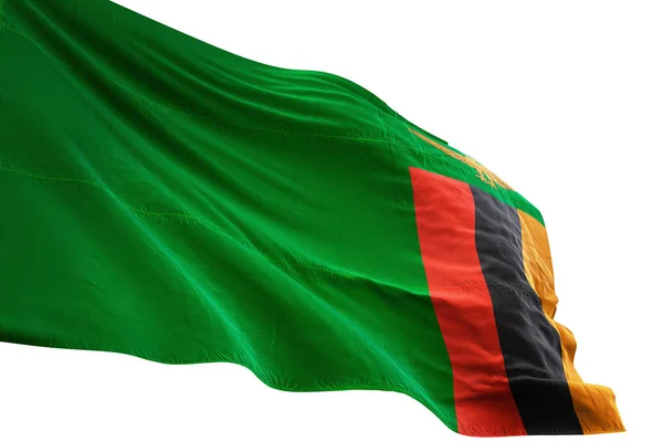 Bandera de Zambia ondeando fondo blanco aislado ilustración 3D — Foto de Stock