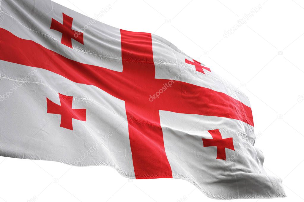 Georgia flag waving isolated white background 3D illustration