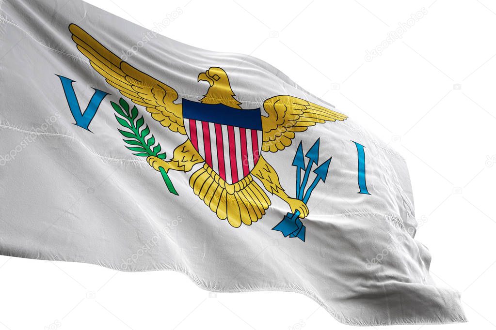 Virgin Islands US flag waving isolated white background 3D illustration