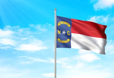 North Carolina state, Amerika Birleşik Devletleri bayrağı sallayarak gökyüzü arka plan 3d çizim