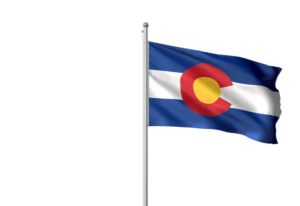 Bandeira do estado do Colorado dos Estados Unidos acenando ilustração 3D isolada — Fotografia de Stock