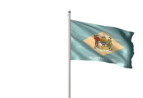 Delaware state of United States flag waving isolated 3D illustration — Stock Photo, Image