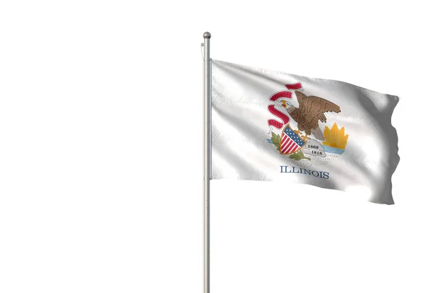 Illinois state of United States flag waving isolated 3D illustration — Stock Photo, Image
