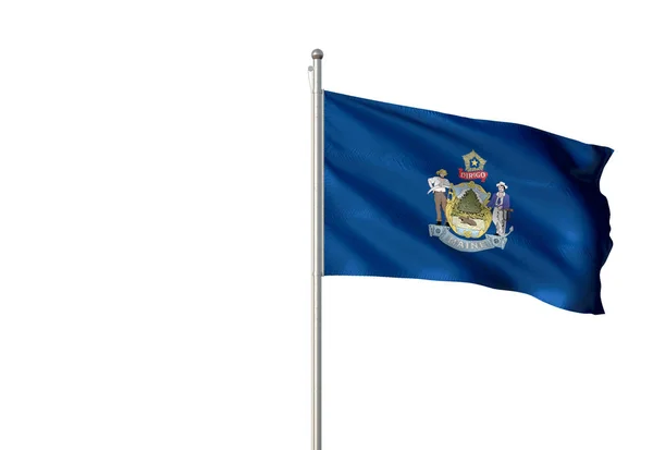 Maine stát Spojených států mávání vlajkami izolované 3d obrázek — Stock fotografie
