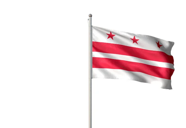 华盛顿特区的美国国旗挥舞孤立的3d 插图 — 图库照片