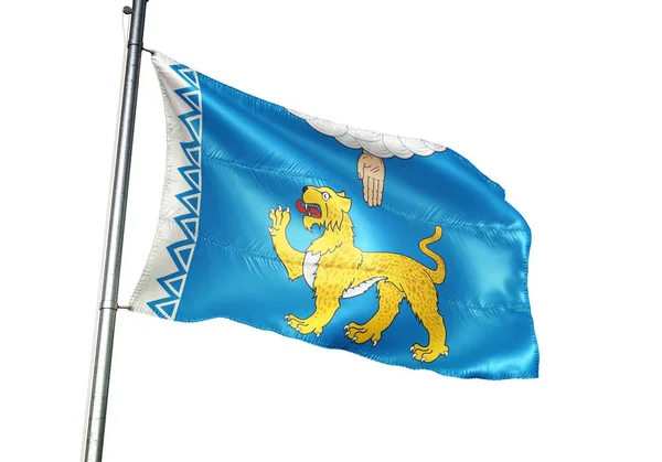 Псковська область регіону Росії прапор махав ізольованих 3d ілюстрація — стокове фото