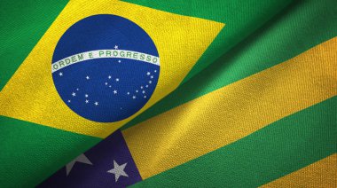 Sergipe state and Brazil flags textile cloth, fabric texture clipart