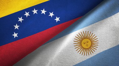 Venezuela ve Arjantin iki bayraklar tekstil kumaş, kumaş dokusu 