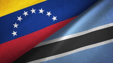 Venezuela ve Botswana iki bayrakları tekstil kumaş, kumaş doku 