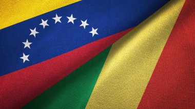 Venezuela ve Kongo iki bayrakları tekstil kumaş, kumaş dokusu 