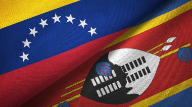 Venezuela ve Eswatini Svaziland iki bayrakları Tekstil bez