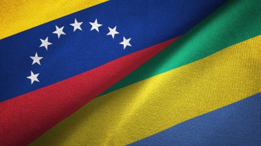 Venezuela ve Gabon iki bayrakları tekstil kumaş, kumaş dokusu