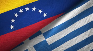 Venezuela ve Yunanistan iki bayraklar tekstil kumaş, kumaş dokusu