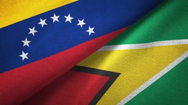 Venezuela ve Guyana iki bayraklar tekstil kumaş, kumaş dokusu
