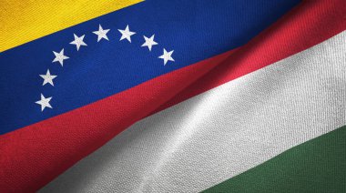 Venezuela ve Macaristan iki bayraklar tekstil kumaş, kumaş dokusu