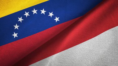 Venezuela ve Endonezya iki bayraklar tekstil kumaş, kumaş dokusu