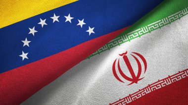 Venezuela ve Iran iki bayraklar tekstil kumaş, kumaş dokusu