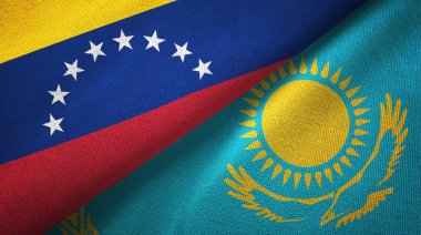 Venezuela ve Kazakistan iki bayraklar tekstil kumaş, kumaş dokusu