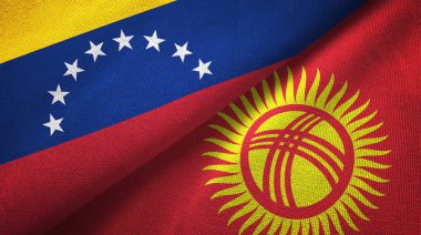 Venezuela ve Kırgızistan iki bayrakları tekstil kumaş, kumaş dokusu