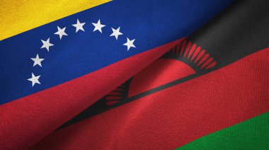 Venezuela ve Malawi iki bayrakları tekstil kumaş, kumaş doku