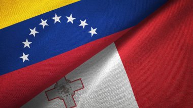 Venezuela ve Malta iki bayraklar tekstil kumaş, kumaş dokusu