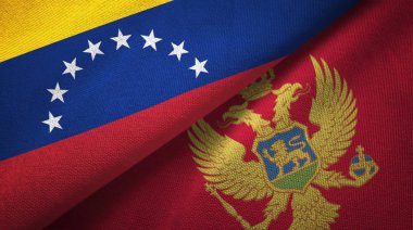 Venezuela ve Karadağ iki bayrakları tekstil kumaş, kumaş dokusu