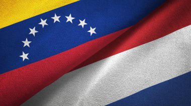 Venezuela ve Hollanda iki bayraklar tekstil kumaş, kumaş dokusu