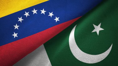 Venezuela ve Pakistan iki bayrakları tekstil kumaş, kumaş dokusu